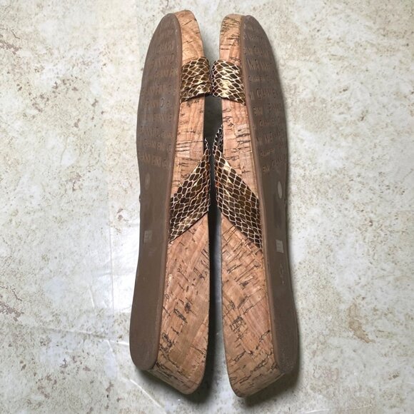 Gianni Bini Cork Wedge Sandals With Metallic Gold Straps Comfort Summer Casual - Picture 7 of 7